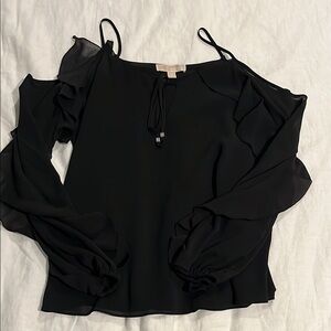 Michael Kors Elegant Black Women's Cold Shoulder Top